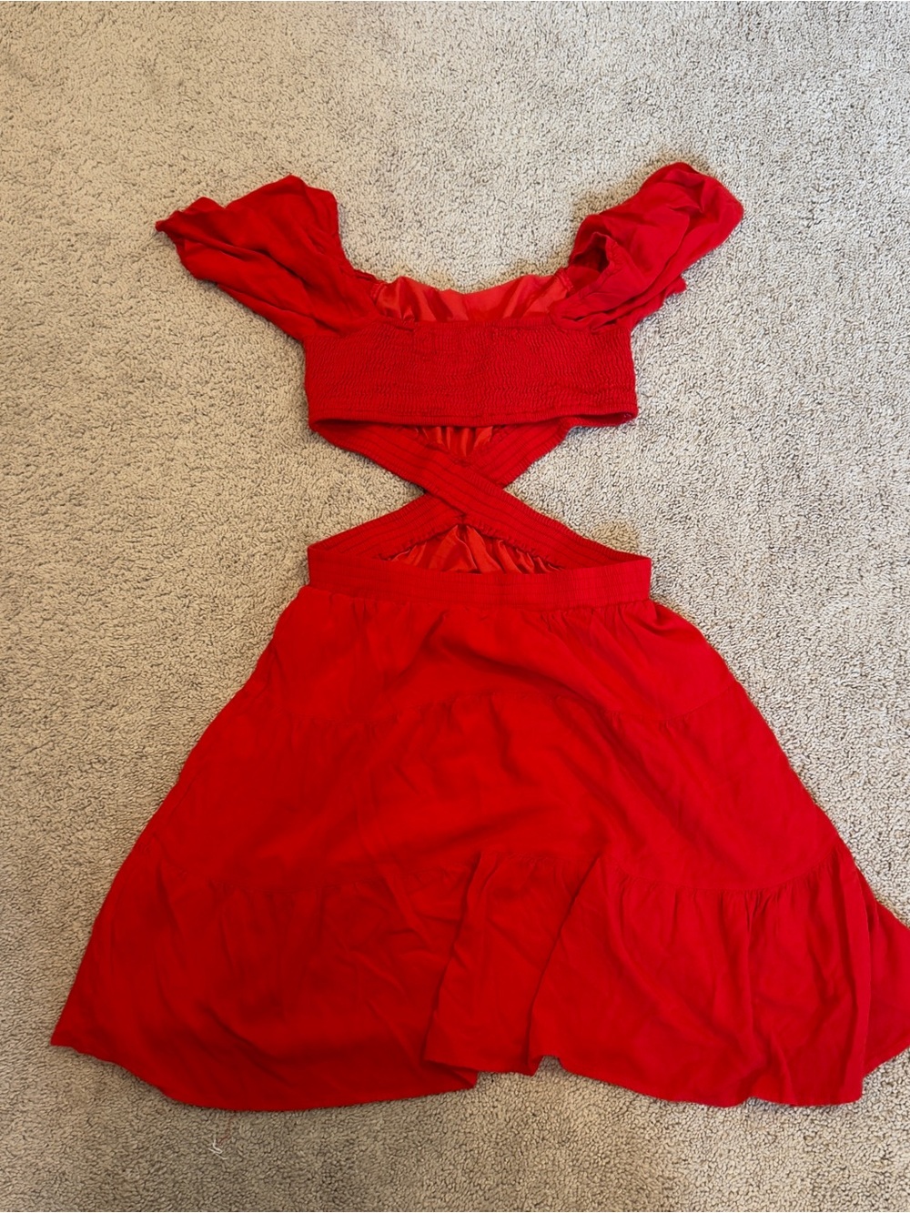 Red Cutout Midi Dress
